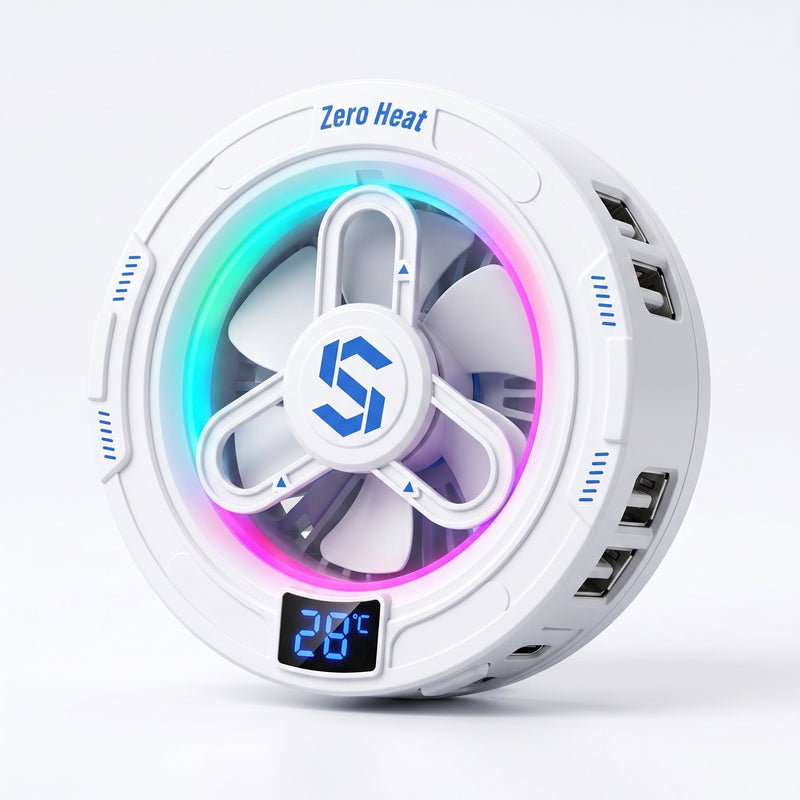 Magnetic Phone Cooler – Semiconductor Turbo Cooling Fan with RGB Lights, USB-C Radiator for Mobile Gaming (iPhone & Android)