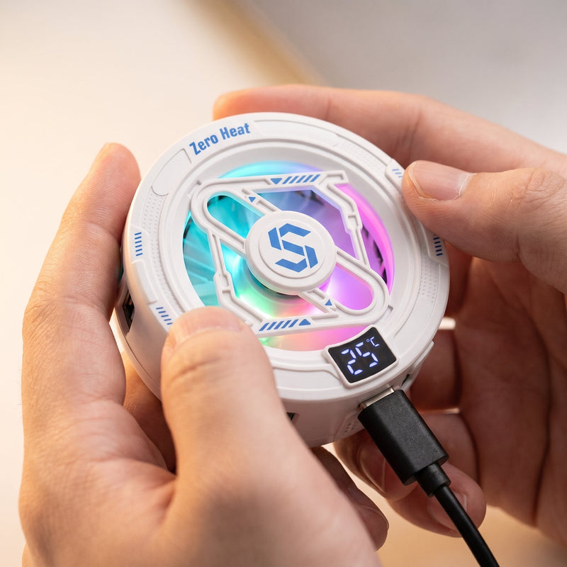 Magnetic Phone Cooler – Semiconductor Turbo Cooling Fan with RGB Lights, USB-C Radiator for Mobile Gaming (iPhone & Android)