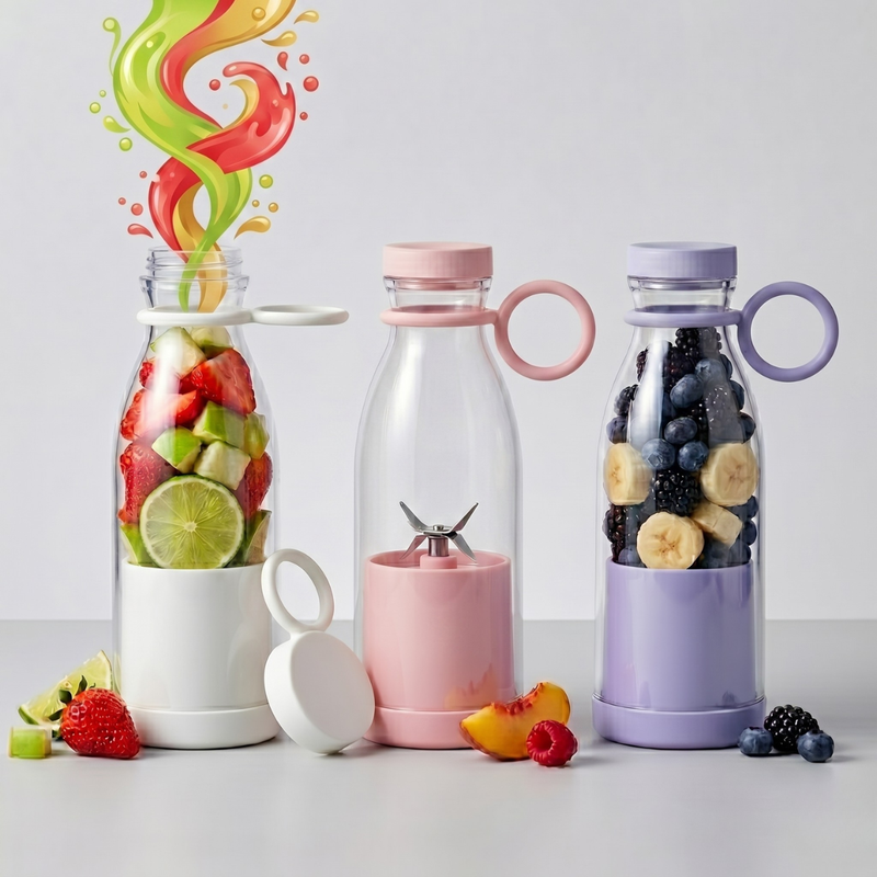 Fresh Juice Portable Blender – USB Rechargeable Personal Smoothie Blender 350ml, 4 Stainless Steel Blades