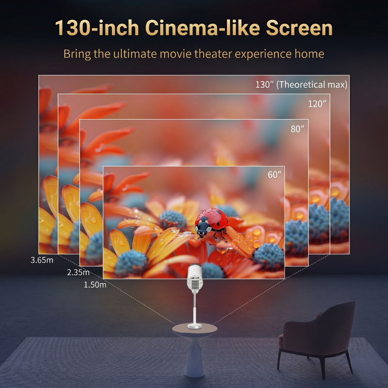 Smart Mini Projector with WiFi & Bluetooth – 4K Supported Portable Home Cinema Projector