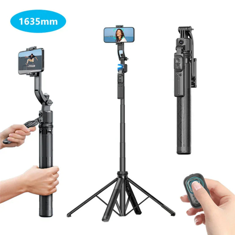 C17 AI Face Tracking Gimbal Quadrapod — 1.63m Tripod, 360° Auto Rotation, No App