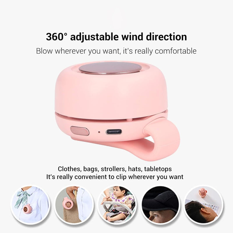 Portable Waist Clip Fan – Rechargeable Bladeless Mini Fan with 3 Speeds & 360° Rotation