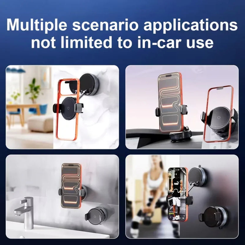 360° Vacuum Magnetic Phone Holder — Foldable MagSafe Car Mount & Desk Stand