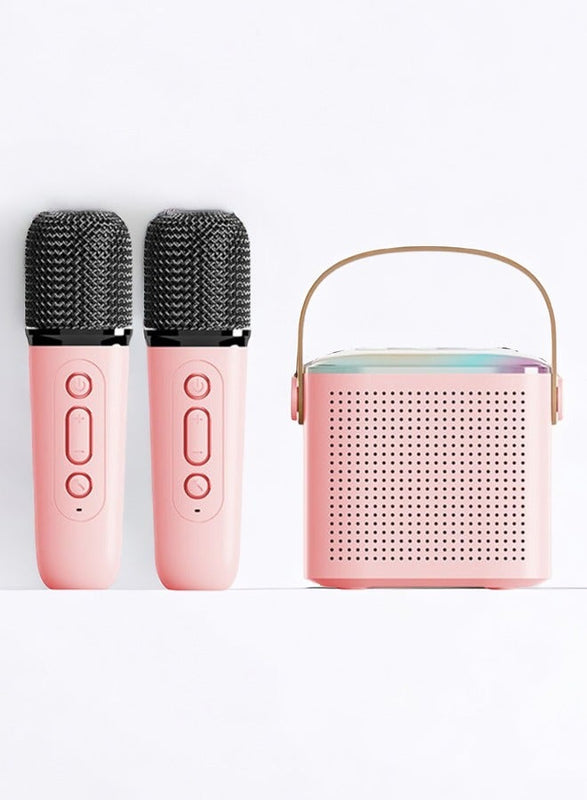 Kids Karaoke Machine with 2 Wireless Microphones – Portable Bluetooth Speaker with LED Lights & Voice Changer