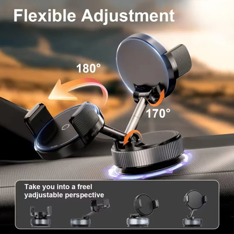 360° Vacuum Magnetic Phone Holder — Foldable MagSafe Car Mount & Desk Stand