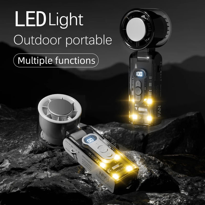 Turbo Ice Cooling Handheld Fan – Foldable Mini Fan with Cooling Plate & LED Light