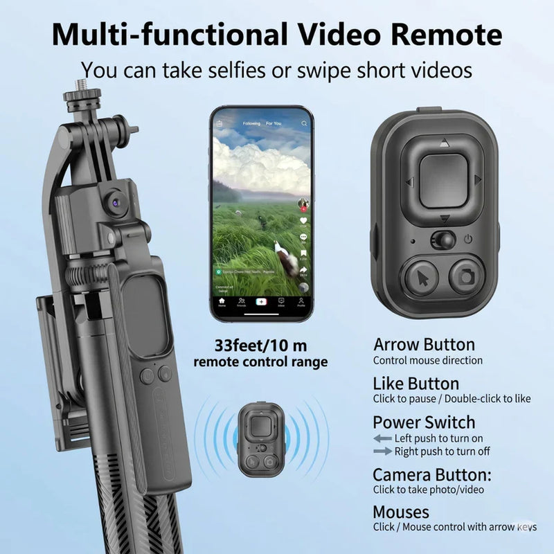 C17 AI Face Tracking Gimbal Quadrapod — 1.63m Tripod, 360° Auto Rotation, No App
