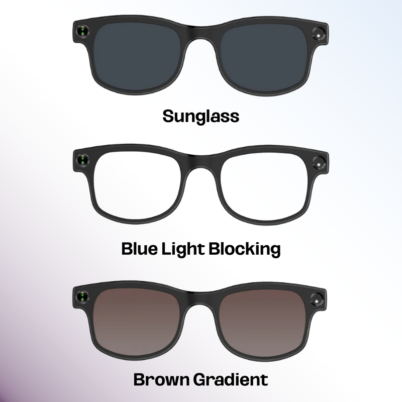 AI Smart Glasses AIMB-G1 — 8MP Camera, Bluetooth Speakers & Voice Assistant (3 Lens Sets)