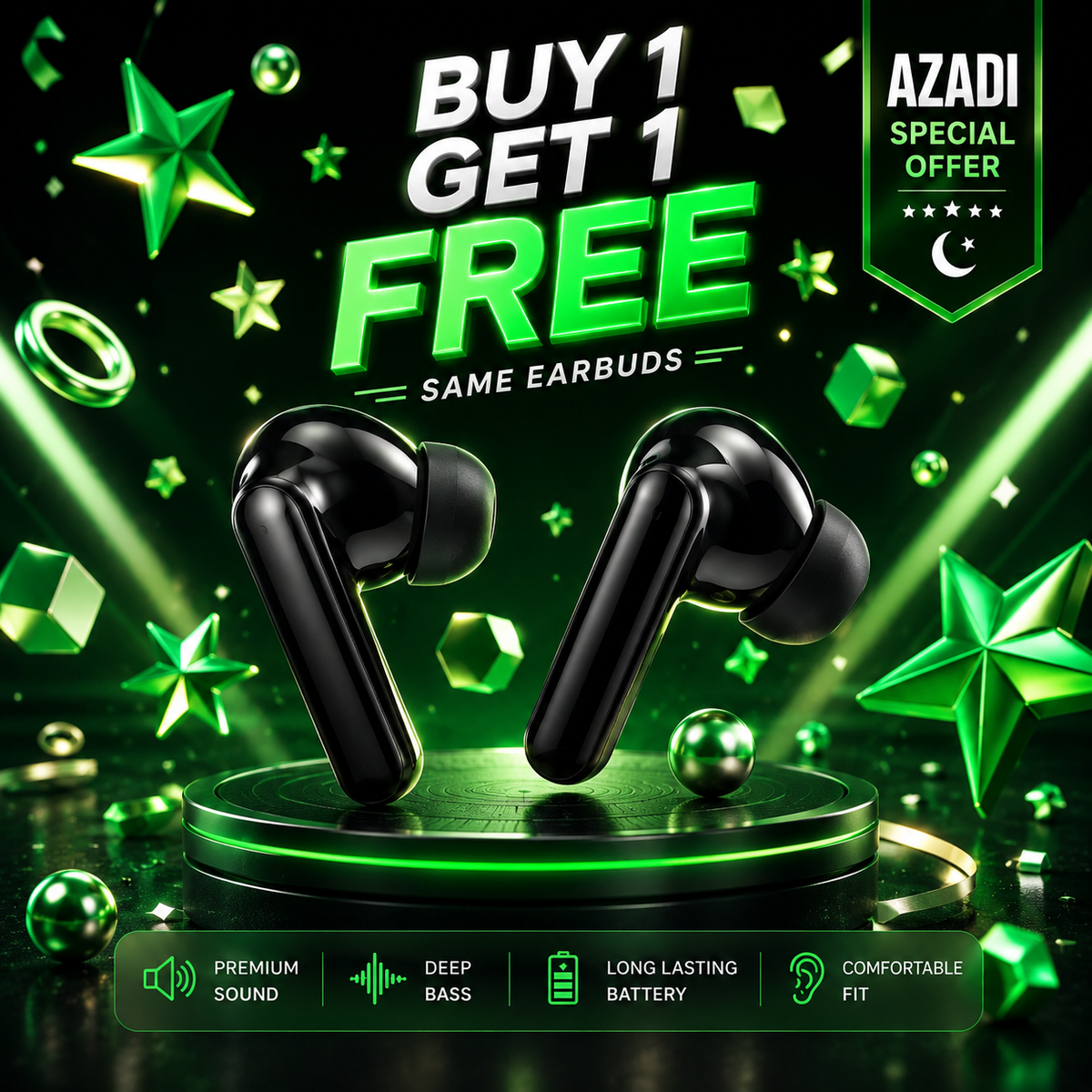 Premium TWS Wireless Earbuds — Buy 1 Get 1 FREE | Bluetooth Earphones with Charging Case
