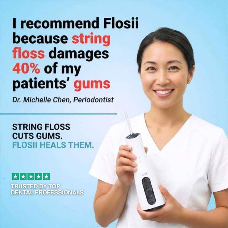 Flosmore Portable Water Flosser FL01B — Cordless Oral Irrigator, 300ml Tank, 3 Modes, 4 Replaceable Tips, IPX7 Waterproof, USB-C Rechargeable, Travel & Home Use