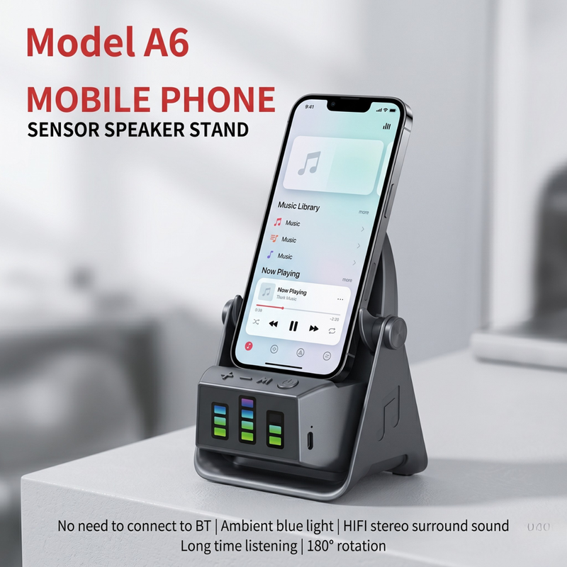 Smart Audio Phone Stand Speaker – Portable Desktop Mobile Holder with Built-in Wireless Speaker for Live Streaming, Video Calls & Entertainment