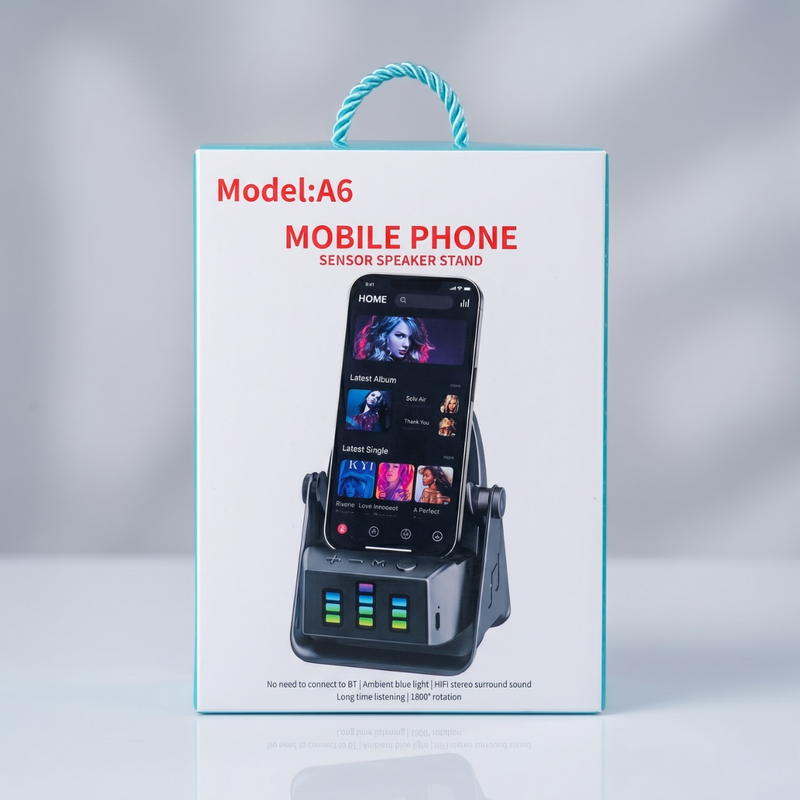 Smart Audio Phone Stand Speaker – Portable Desktop Mobile Holder with Built-in Wireless Speaker for Live Streaming, Video Calls & Entertainment