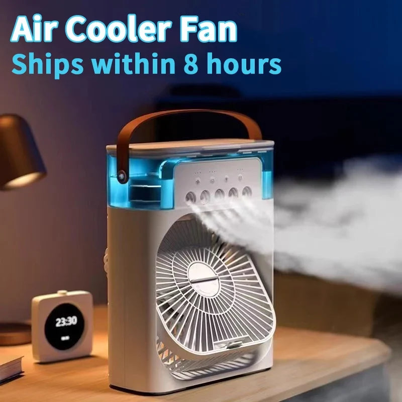 Portable Mini Air Cooler Fan – USB Powered 3-in-1 Personal AC, Humidifier & LED Night Light