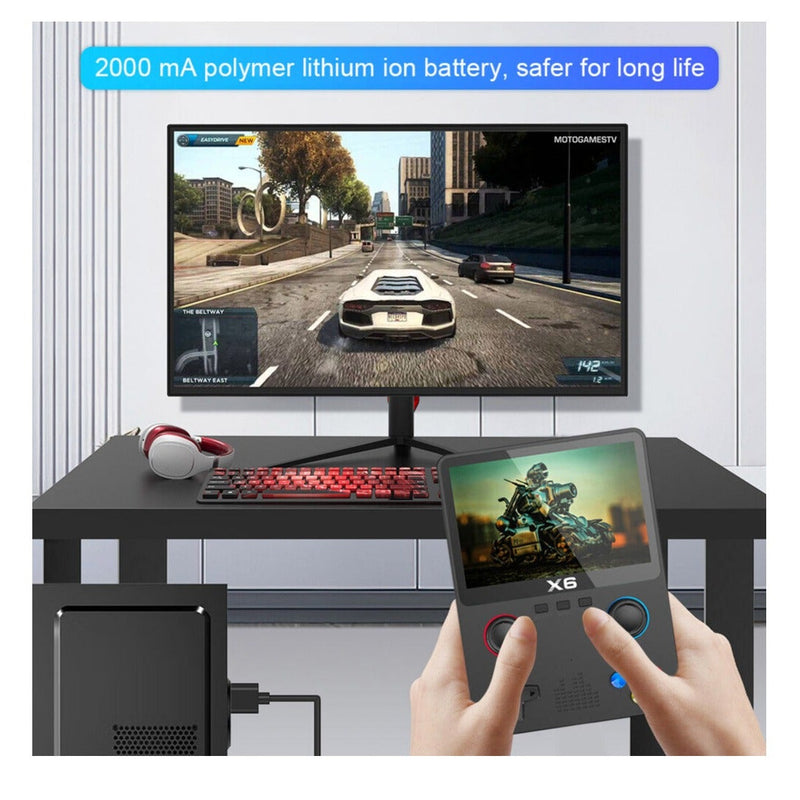 X6 Retro Handheld Game Console – 3.5'' IPS Screen, 10,000+ Games, 11 Emulators, WiFi & TV Output