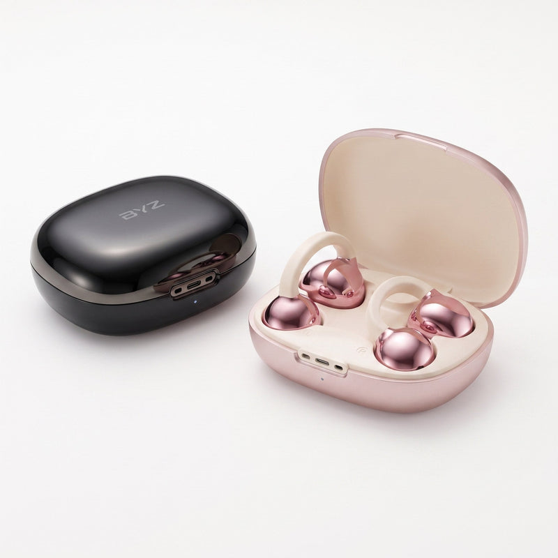 Clip-On Bluetooth Earphones – Open Ear Wireless Earbuds with Charging Case (BYZ S625, 30H)
