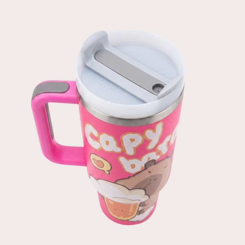 40 oz Designer Stainless Steel Double Wall Vacuum Metal Cup Travel Coffee Mug Tumbler with Handle