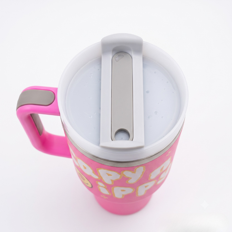 40 oz Designer Stainless Steel Double Wall Vacuum Metal Cup Travel Coffee Mug Tumbler with Handle