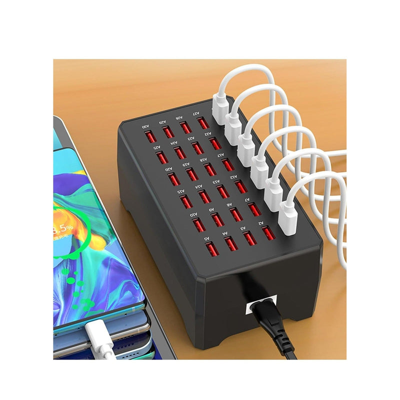 300W USB & Type-C Charging Station – 30-Port Desktop Multi-Device Charger (12 PD + 18 USB)