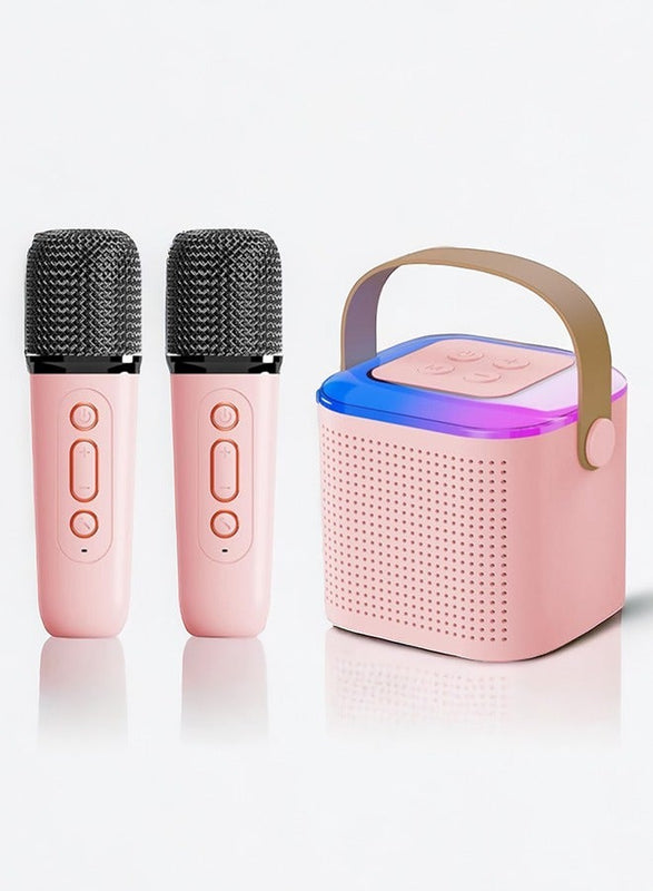 Kids Karaoke Machine with 2 Wireless Microphones – Portable Bluetooth Speaker with LED Lights & Voice Changer