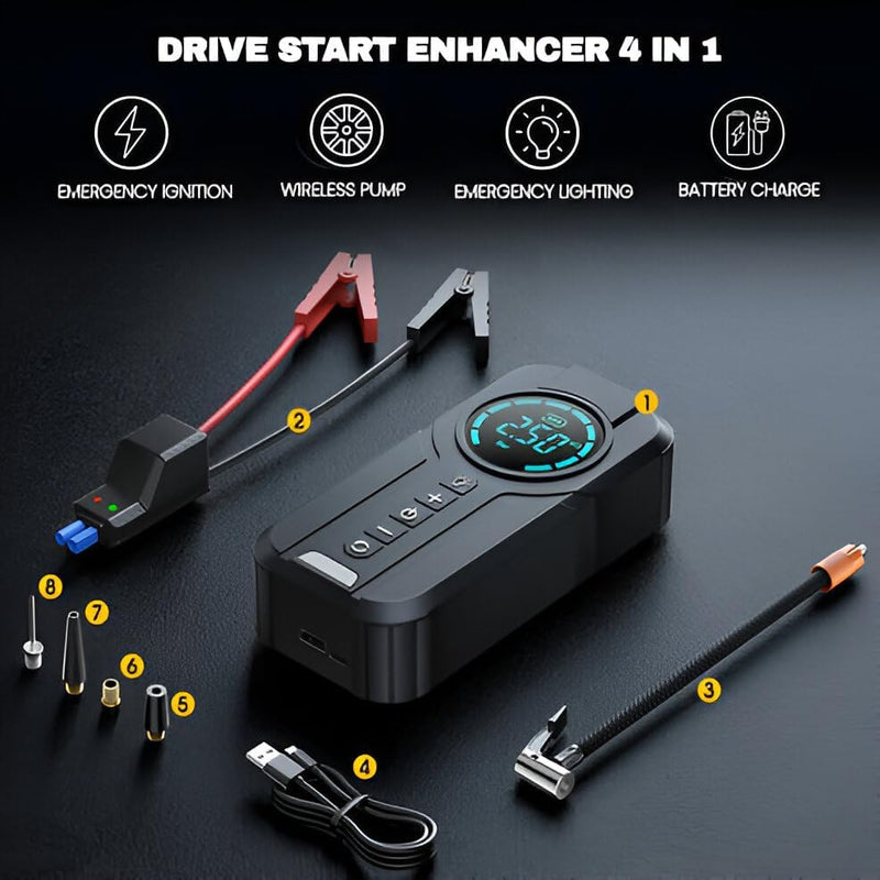 Portable Air Compressor 150PSI Cordless Tire Inflator with 6000mAh Battery & LED Light for Car, Bike & Motorcycle