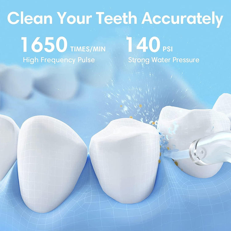 Flosmore Portable Water Flosser FL01B — Cordless Oral Irrigator, 300ml Tank, 3 Modes, 4 Replaceable Tips, IPX7 Waterproof, USB-C Rechargeable, Travel & Home Use