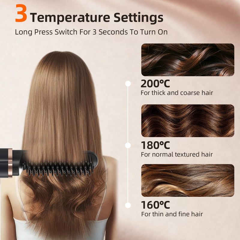 Cordless Ionic Hair Straightener Brush – Portable Ceramic Heat Comb for Smooth Hair & Beard Styling