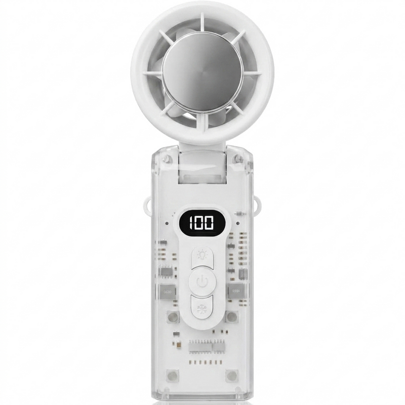 Turbo Ice Cooling Handheld Fan – Foldable Mini Fan with Cooling Plate & LED Light