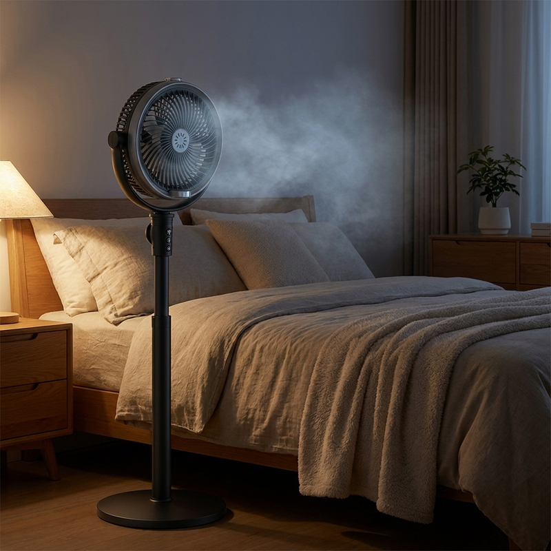 Misting Pedestal Fan – 4000mAh Cordless Floor Fan with Water Mist, Remote & Adjustable Height
