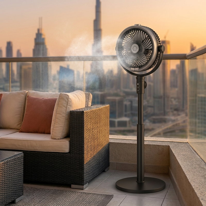 Misting Pedestal Fan – 4000mAh Cordless Floor Fan with Water Mist, Remote & Adjustable Height