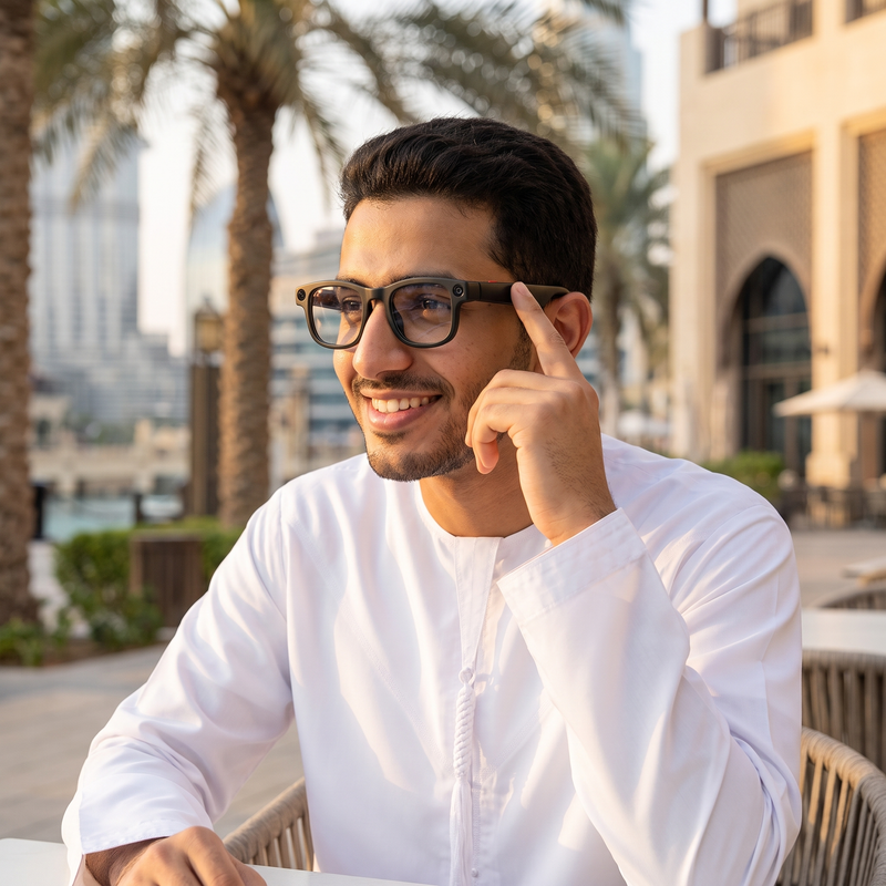 AI Smart Glasses AIMB-G1 — 8MP Camera, Bluetooth Speakers & Voice Assistant (3 Lens Sets)