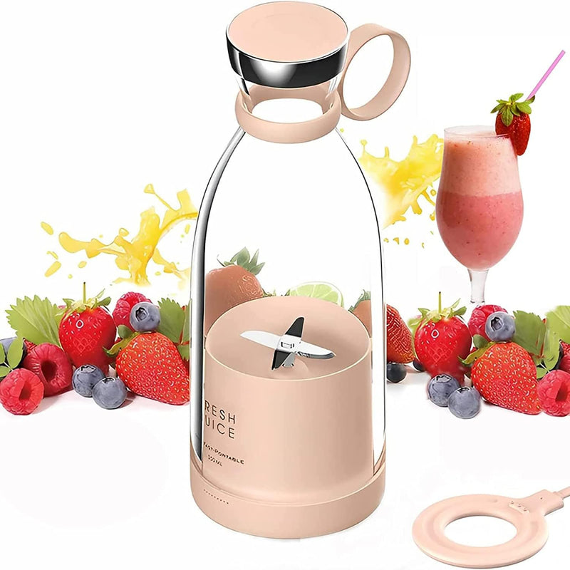 Fresh Juice Portable Blender – USB Rechargeable Personal Smoothie Blender 350ml, 4 Stainless Steel Blades