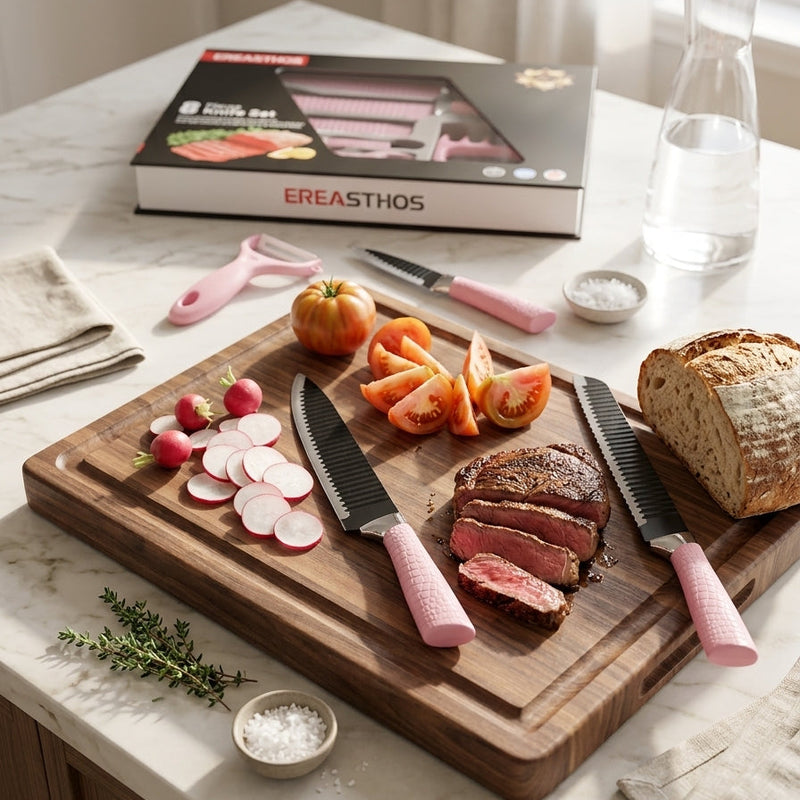 EREASTHOS 8-Piece Knife Set (Pink)