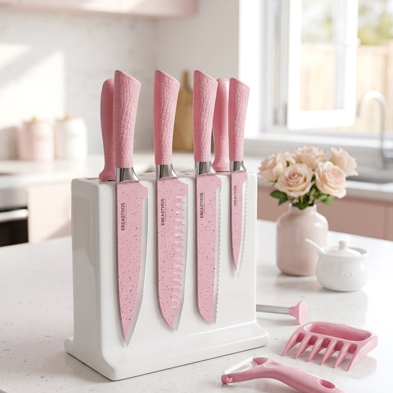 EREASTHOS 8-Piece Knife Set (Pink)