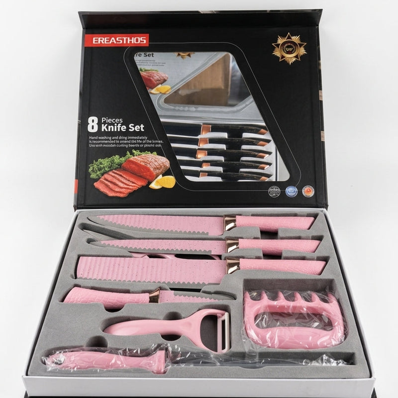 EREASTHOS 8-Piece Knife Set (Pink)
