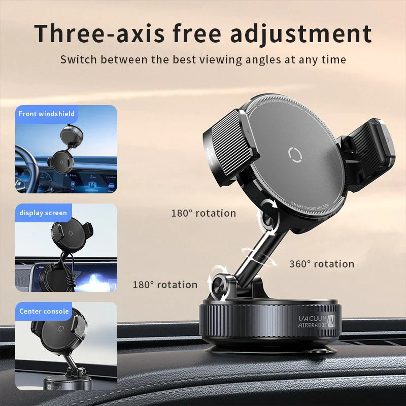 360° Vacuum Magnetic Phone Holder — Foldable MagSafe Car Mount & Desk Stand