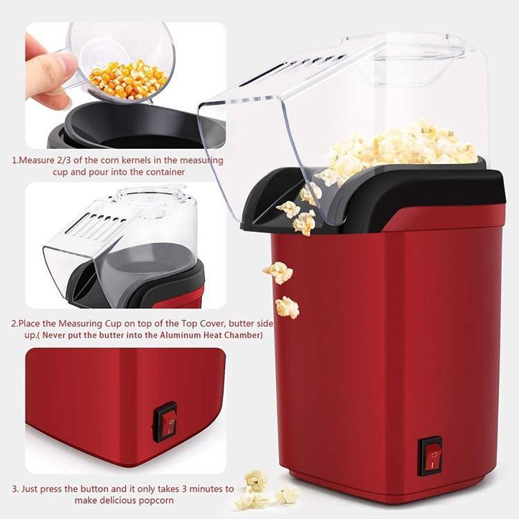 1200W Hot Air Popcorn Maker Machine – Oil-Free Electric Popcorn Popper for Home