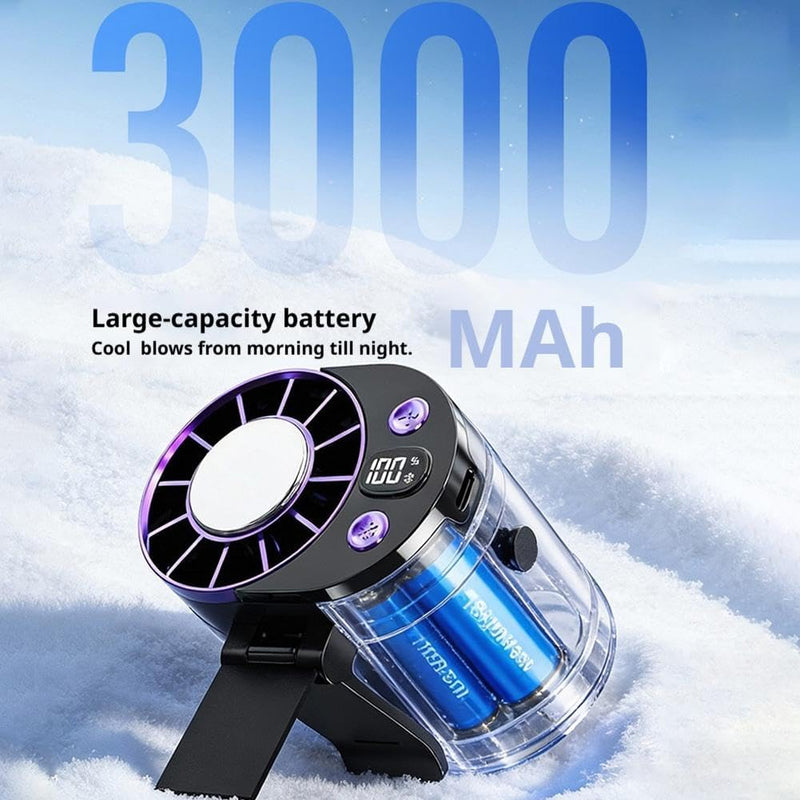 Portable USB Rechargeable 3000mAh Waist Fan with Digital Display – Wearable Mini Air Cooler for Outdoor Work, Travel & Camping