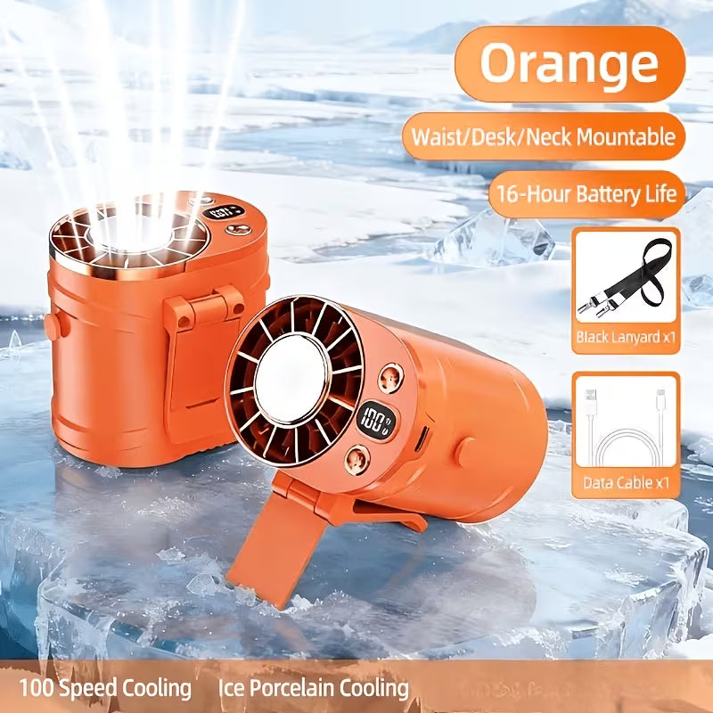 Portable USB Rechargeable 3000mAh Waist Fan with Digital Display – Wearable Mini Air Cooler for Outdoor Work, Travel & Camping