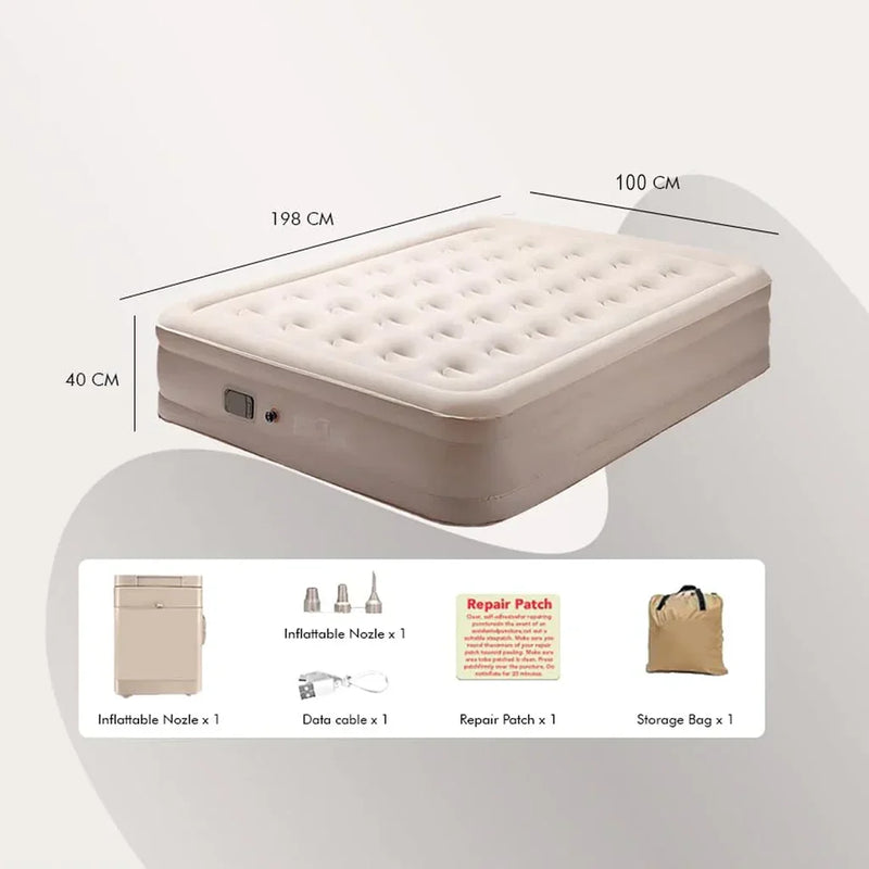 Portable Inflatable Air Mattress with Built-in Pump – Single Size (198×100×40cm) Black Color