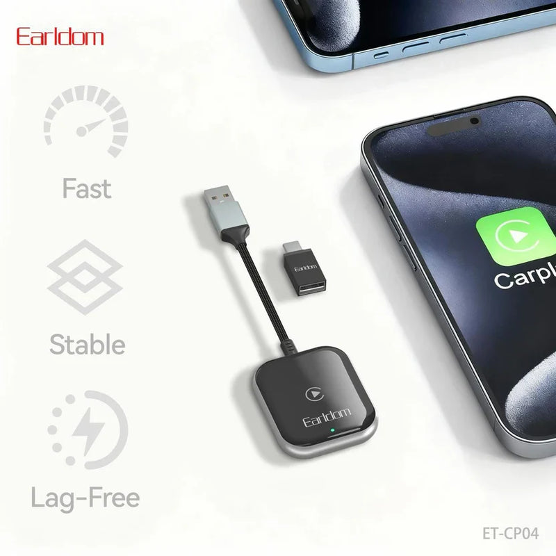 Earldom Wireless CarPlay & Android Auto Adapter — Plug & Play USB Dongle