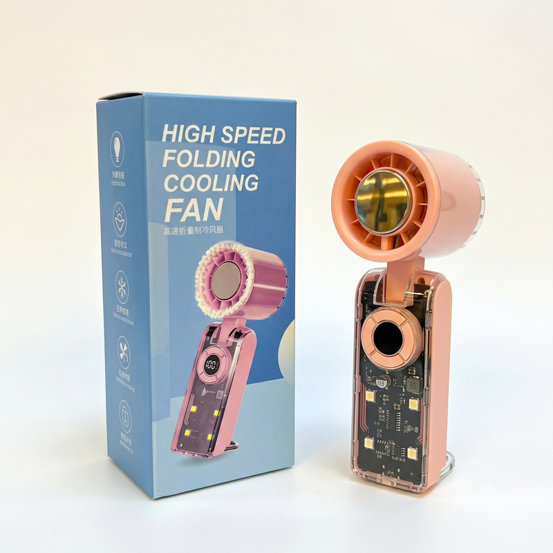 Portable Handheld Fan with Ice Cooler — 100 Speeds, LED Display, USB-C, 3600mAh