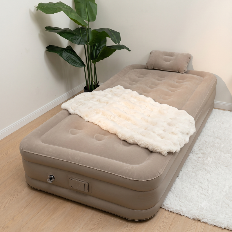Portable Inflatable Air Mattress with Built-in Pump – Single Size (198×100×40cm) Black Color