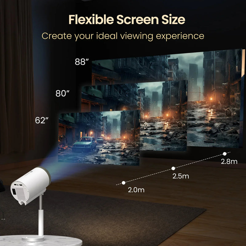 Smart Mini Projector with WiFi & Bluetooth – 4K Supported Portable Home Cinema Projector