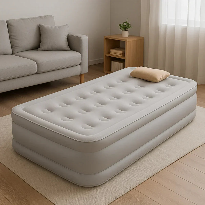 Portable Inflatable Air Mattress with Built-in Pump – Single Size (198×100×40cm) Black Color